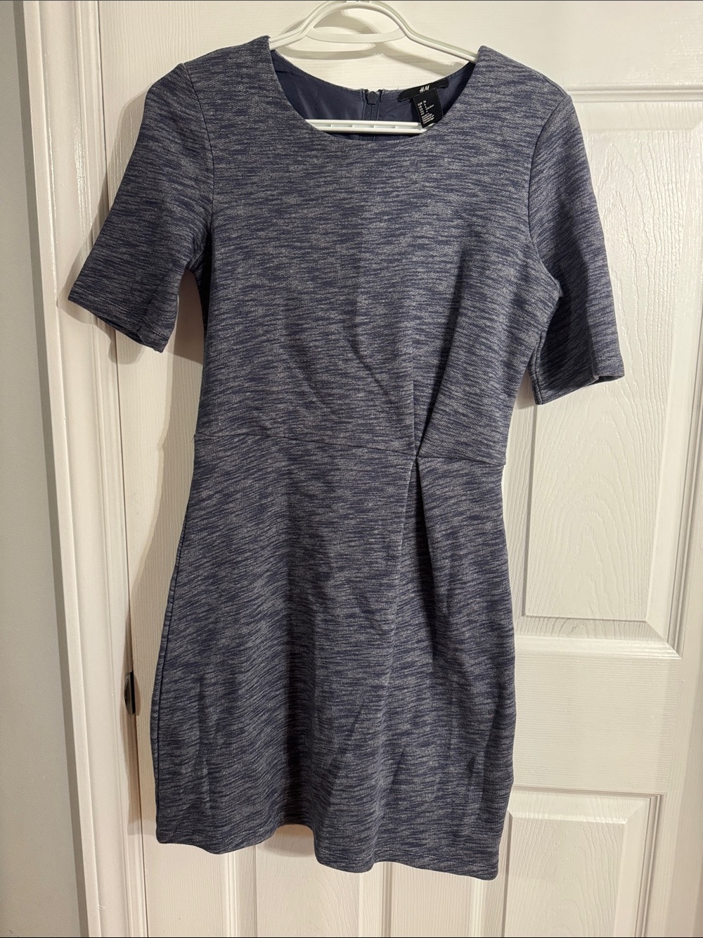 H&M Navy Heather Short Sleeve Sheath Dress